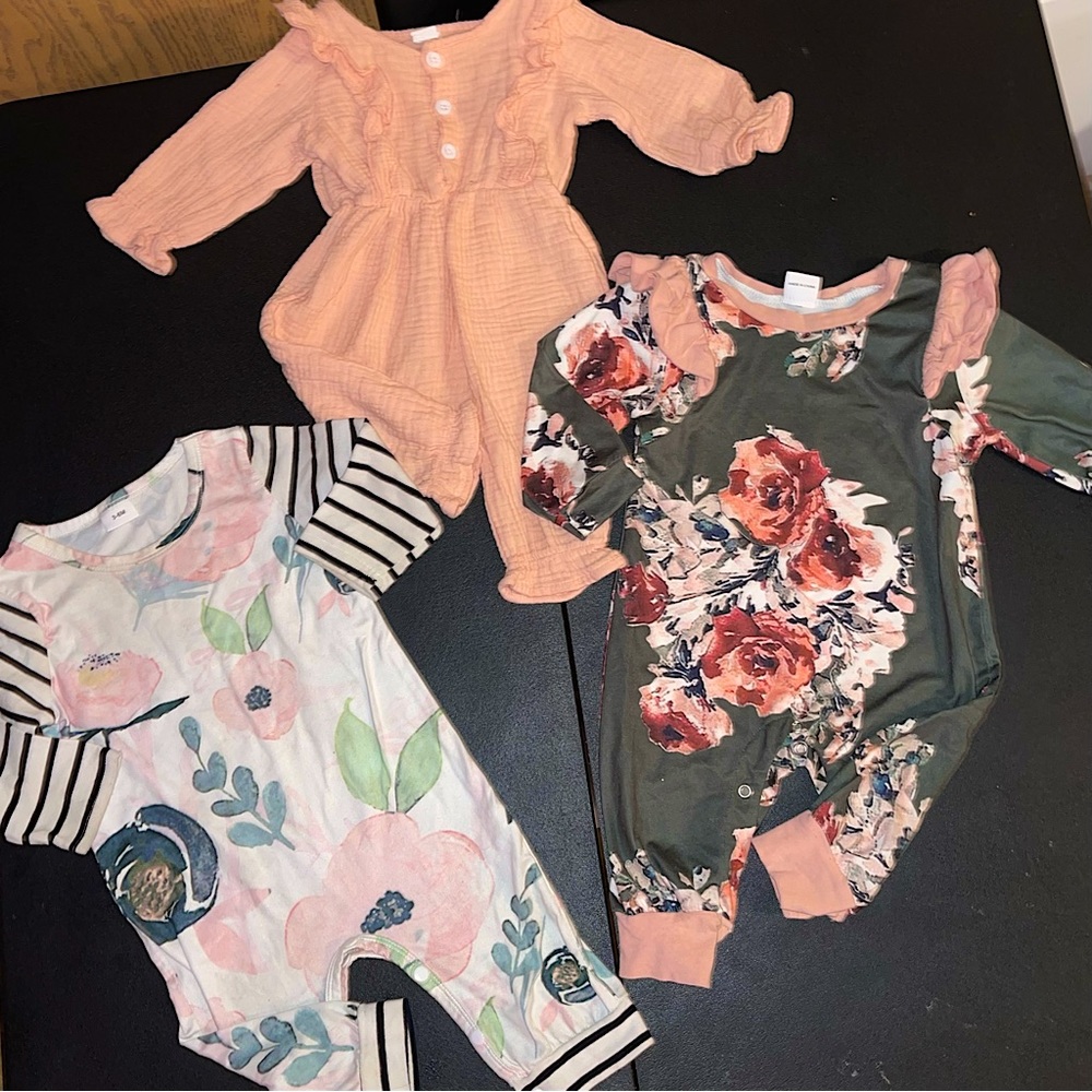 3 Baby Girl Rompers
